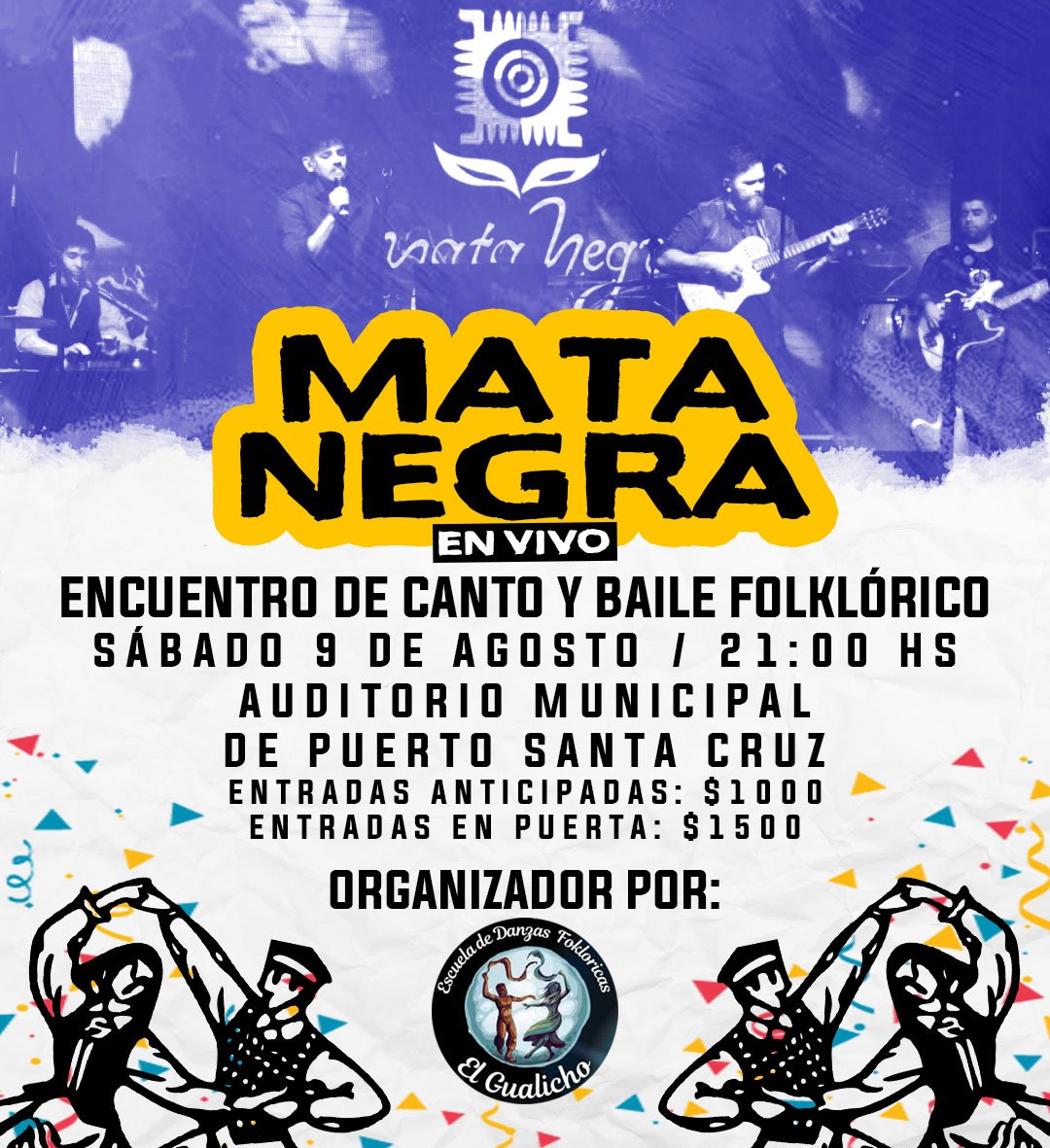 MataNegraOK's tweet photo. ESTE SÁBADO EN PUERTO SANTA CRUZ 💃🏻🎉

Los esperamos en el auditorio municipal de nuestro localidad donde compartiremos junto a varios artistas una noche de peña organizada por la escuela de danzas folklóricas "El Gualicho".

No se lo pierdan 🙌🏻 https://t.co/8MdCSTniKJ