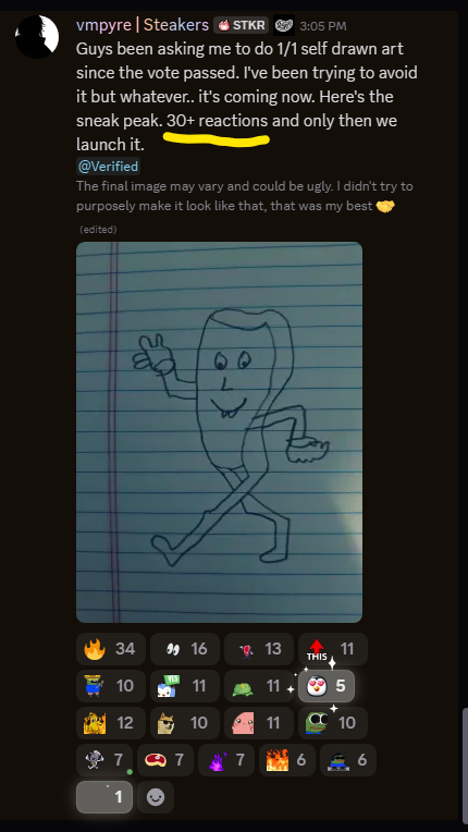 I guess the <a href="/steakers_xyz/">Steakers</a> community want dev's 1/1 art in the collection.