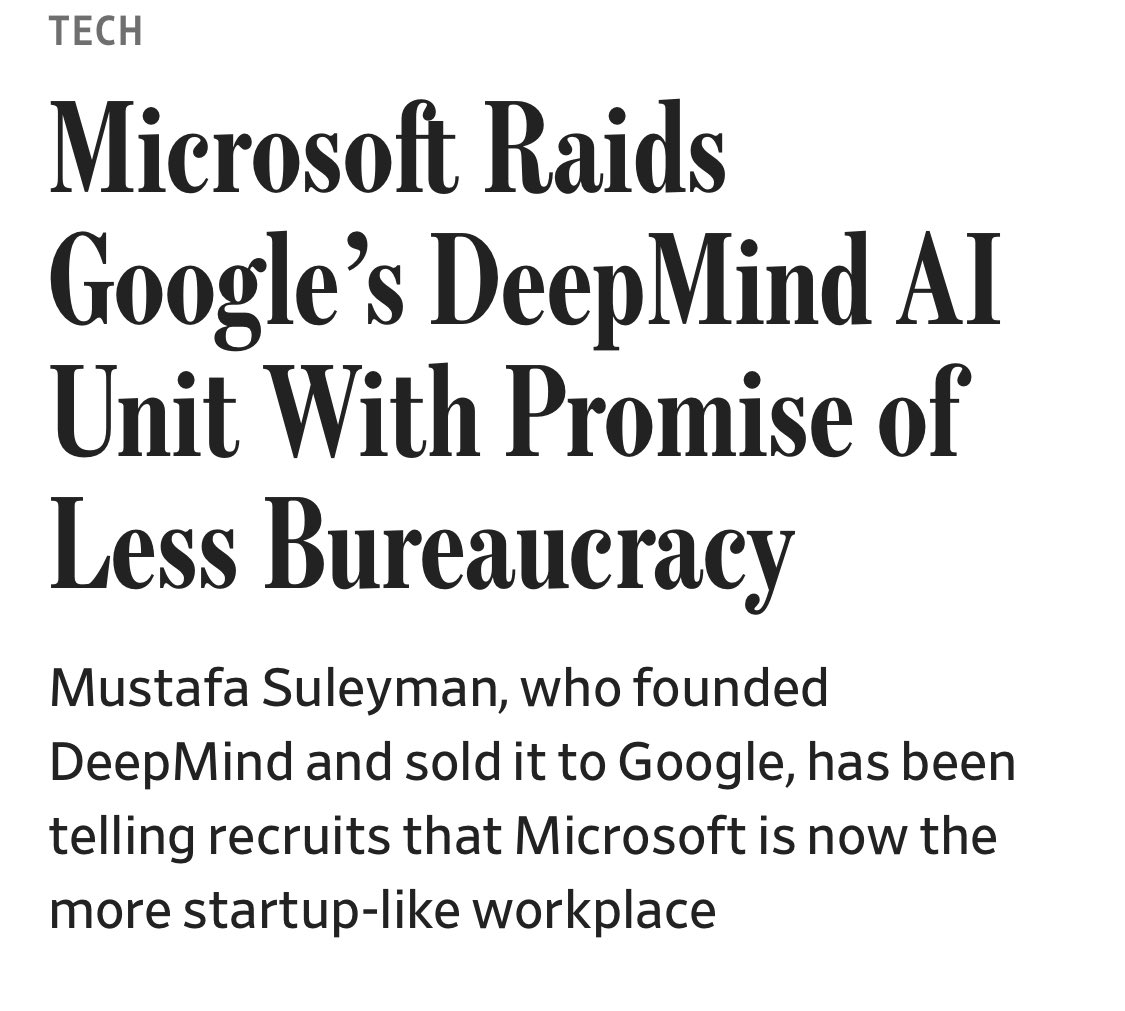 Imagine, twenty years ago, telling Google engineers that Microsoft is a “nimbler, more startup-like workplace.”   They would have told you to go get your head examined.  Boy, times have changed.