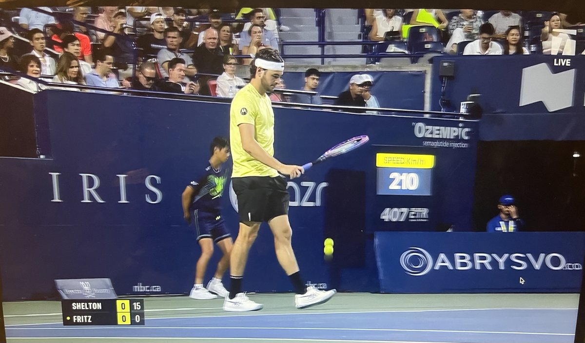 TCShowing's tweet image. Unbelievable. After briefly switching over to Osaka/Tauson due to electronic line calling malfunctions in Toronto, Tennis Channel has switched back for the first point of Fritz/Shelton with the women's semifinal at 5-5 in the second set.
