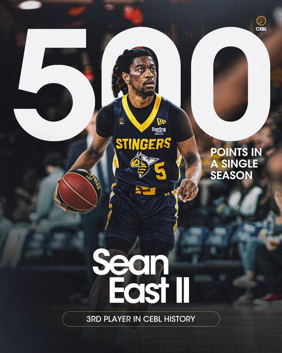 CEBLeague's tweet photo. CERTIFIED BUCKET 🪣

Sean East II becomes just the 3rd player in CEBL history to score 5️⃣0️⃣0️⃣ points in a single season.

📺 Watch live on TSN+ and CEBL+ powered by @tonybet_canada - https://t.co/NVk3EPx257

#PullUp | #CEBLSeasonVII | #SSKvsEDM https://t.co/juoXWsJ6Ik