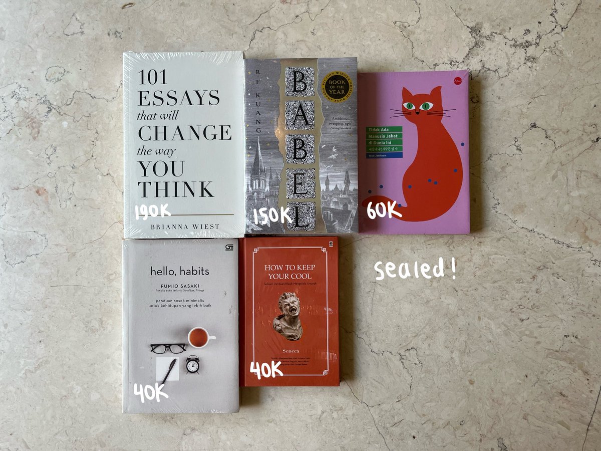 keisdyy's tweet photo. help rt please 😙🫶

WTS - WANT TO SELL PRELOVED AND SEALED BOOKS

💰 harga sudah tertera di pict
🏠 COD sekitar UGM

🔖 the quran lala bohang the visual mba 101 essays tidak ada manusia jahat di dunia ini biopsikologi you do you kadang rumah tak memberimu pulang https://t.co/Amzgv8KjUE