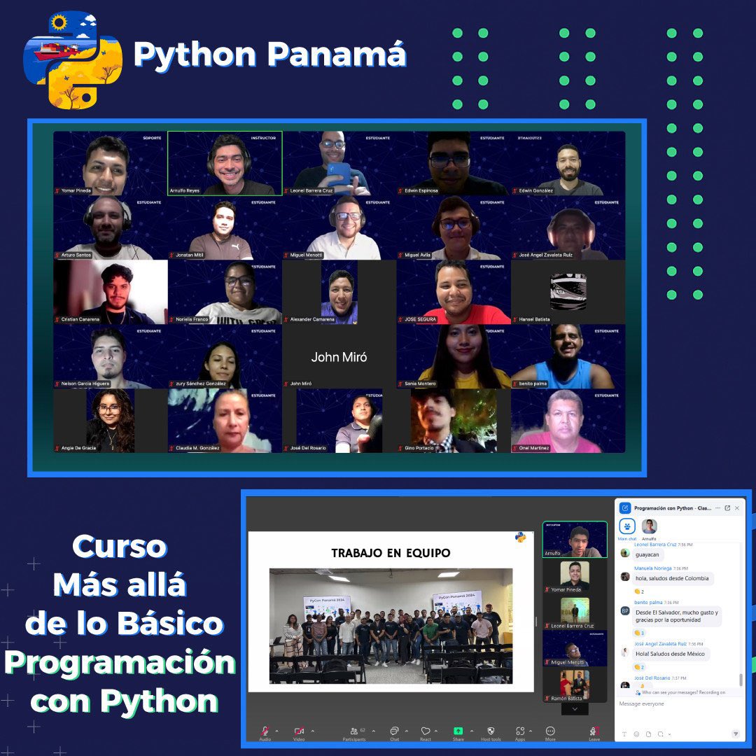 PythonPanama's tweet image. ¡Curso de Introducción a Python y curso de Datos con Python, ambos finalizados! 🐍💻
Aprendimos, compartimos y crecimos como comunidad.
Seguimos construyendo una región que habla Python.