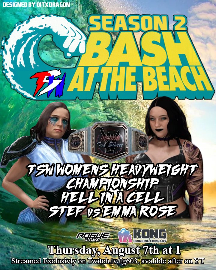 Speaking of this INSANE Bash at the Beach card...
For the first time ever, the Women's Heavyweight Championship is defended in the most dangerous match in #TSW history! HELL....IN A CELL!!! Can't miss action! See y'all tomorrow! 🤘 #TooSweet #603Mania