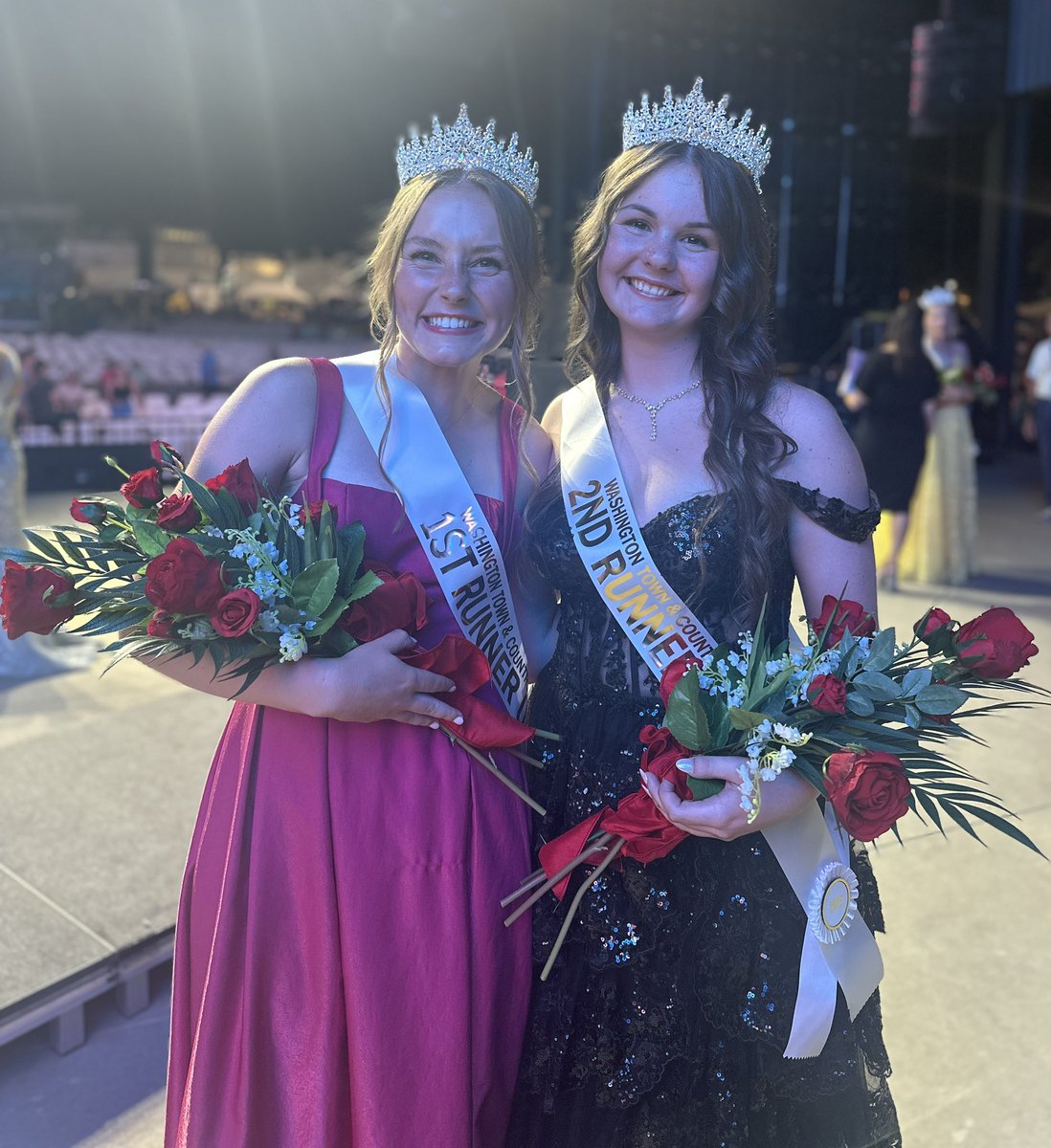 SDofWashington's tweet photo. Washington High School graduates, from left, Evie Bryson, 2025, first runner-up, and Mia Mahon, 2024, second runner-up, in Queen Contest at Washington Town &amp; Country Fair. https://t.co/oVWBww2i0V