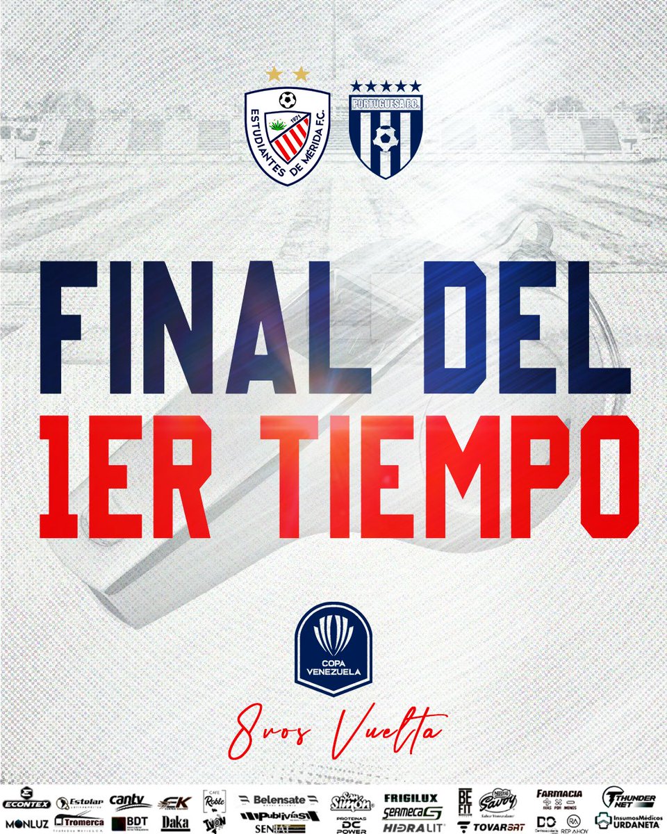 EstudiantesMEFC's tweet image. 🚩#8vos #CopaVenezuela
#Vuelta

⏱️45+1'

🎙️ Finaliza el primer tiempo en Araure con empate parcial en el marcador

@Portuguesa_FC 0️⃣-0️⃣ @EstudiantesMEFC

#ElEquipoDelPuebloMerideño 🔴⚪️
#VenezuelaEsFUTVE