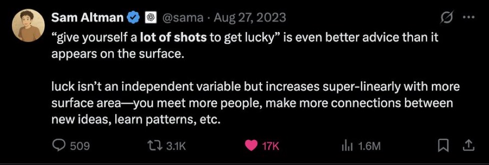 How to get lucky by <a href="/sama/">Sam Altman</a>