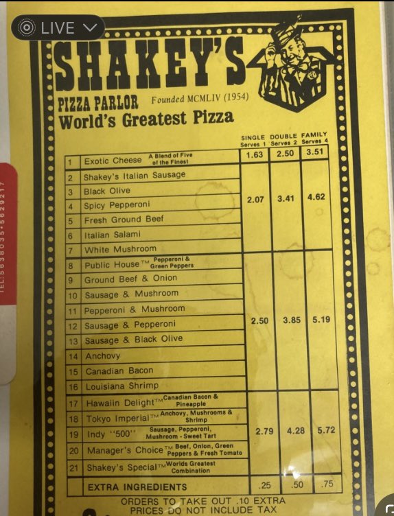 DoubleJay6808's tweet photo. @1Nicdar Been eating them since I first had one back in the late 70’s. at Shakey’s ( item #17). Anchovies usually not, everything else is fair game. If you’re hungry you eat! https://t.co/7fjxk3cHyz