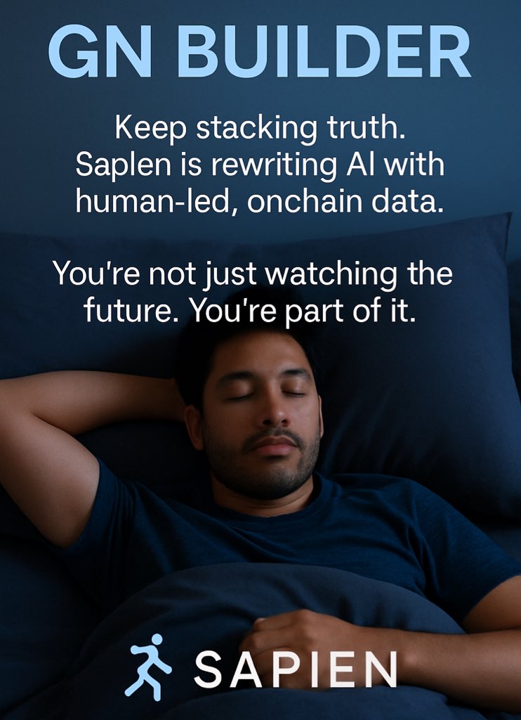 dr_khaalil's tweet photo. GN builders 🌙
Truth doesn’t sleep
Sapian is rewriting AI with human-led, onchain data 🔗
You’re not watching the future. You’re shaping it 🚀
#sapian #Gn https://t.co/E5zAbUkb6W