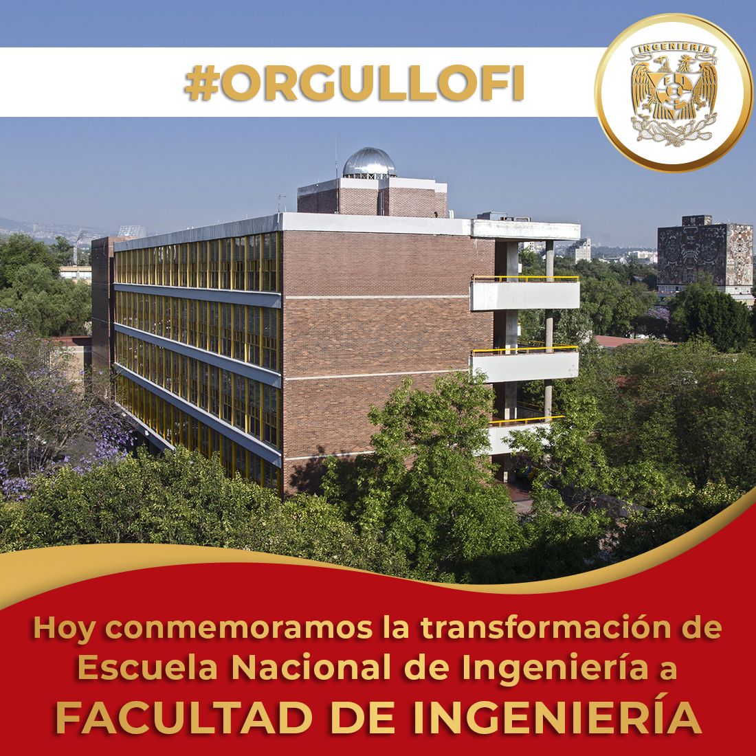 FIUNAM_MX's tweet photo. Un día como hoy, de 1959, el Consejo Universitario aprobó la transformación de la Escuela Nacional de Ingeniería a Facultad de Ingeniería. ✨
¡Muchas felicidades, colegas! 🎉🥳
#OrgulloFI ❤️🤍
#LoQuePasóUnDíaComoHoy https://t.co/LMR99vd4XU