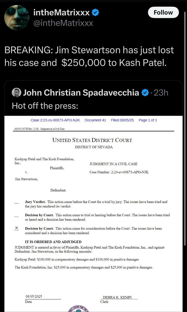 QuitarAnon17 (@guitaranon17) on Twitter photo I can’t believe Fat Slimy Jeff is even posting this…
He was ALL ABOUT <a href="/jimstewartson/">Jim Stewartson, Antifascist 🇨🇦🇺🇦🏴☠️🇺🇸</a> and his hate for <a href="/GenFlynn/">General Mike Flynn</a>
<a href="/intheMatrixxx/">intheMatrixxx</a> and <a href="/shadygrooove/">Shadygrooove</a> and their loser 3rd fiddle on TS could very well face a similar scenario…
Good for <a href="/FBIDirectorKash/">FBI Director Kash Patel</a> - this makes me happy. I can’t believe Fat Slimy Jeff is even posting this…
He was ALL ABOUT <a href="/jimstewartson/">Jim Stewartson, Antifascist 🇨🇦🇺🇦🏴☠️🇺🇸</a> and his hate for <a href="/GenFlynn/">General Mike Flynn</a>
<a href="/intheMatrixxx/">intheMatrixxx</a> and <a href="/shadygrooove/">Shadygrooove</a> and their loser 3rd fiddle on TS could very well face a similar scenario…
Good for <a href="/FBIDirectorKash/">FBI Director Kash Patel</a> - this makes me happy.