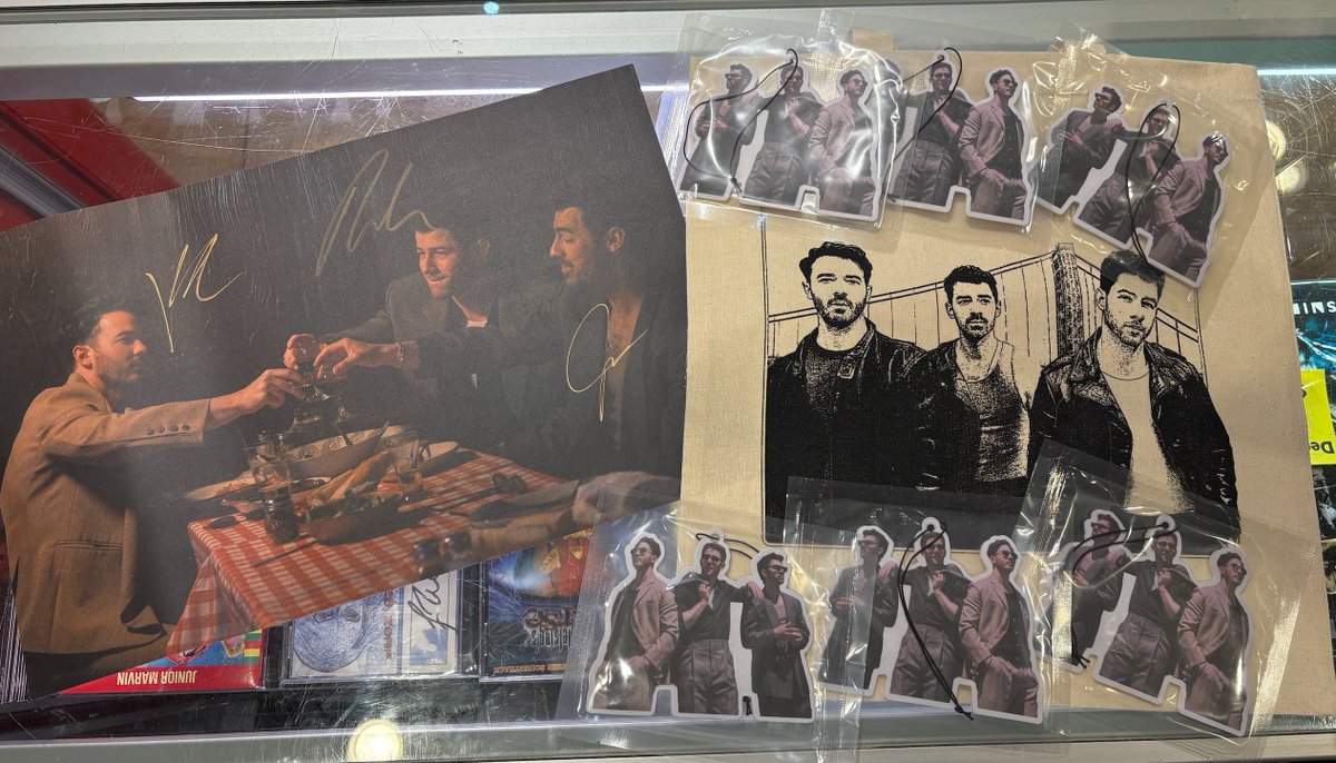 Join us this Friday at 7PM for our @JonasBrothers "Greetings From Your Hometown" release party!

We've got FREE air fresheners for attending (first come, first serve), tote bags for those who purchase the record, and an AUTOGRAPHED poster to be raffled away as our grand prize!