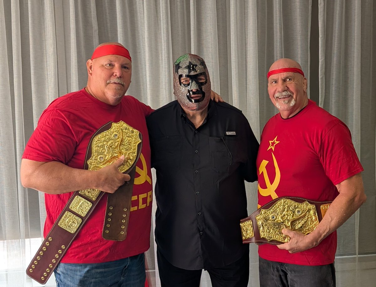 Three old school legends. The Russian Team with The Masked Superstar
