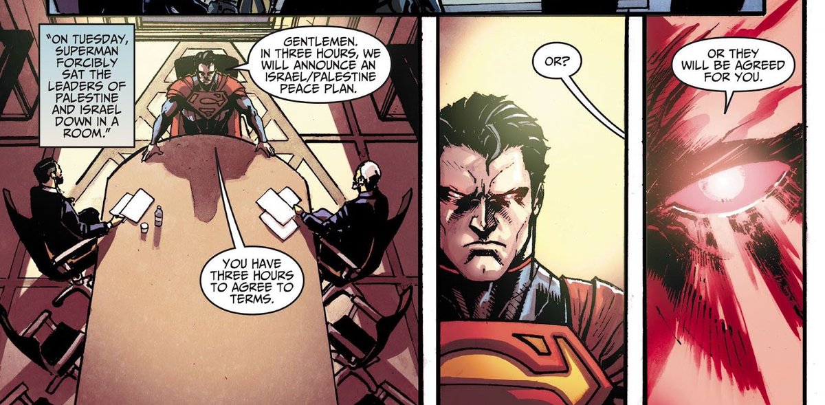 spinninggaround's tweet image. tw// zionism

tom taylor wrote this comic injustice gods among us and wrote THIS extremely zionist racist evil panel and nobody talks about how genuinely evil this is. this is zionism this is anti palestinian racism and against our liberation and supports our continuous genocide