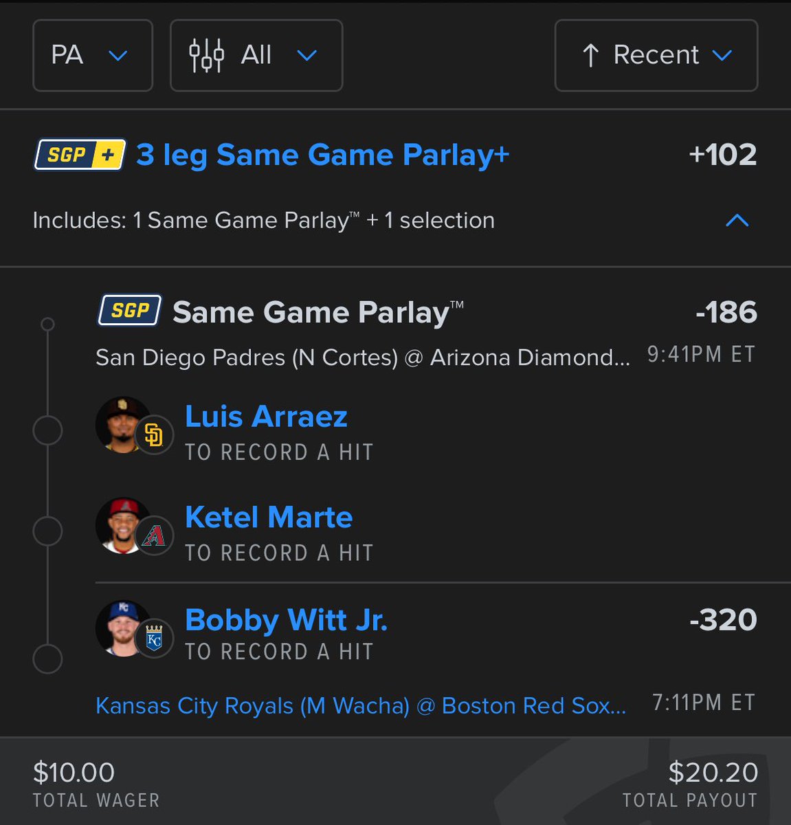 Day 1 of our 10 to 1k challenge! We have to do a plus money day to stay on track and I like all of these spots, let’s climb 🧗🫡 #mlb #parlay #gamblingx #GamblingTwitter #ladderchallenge