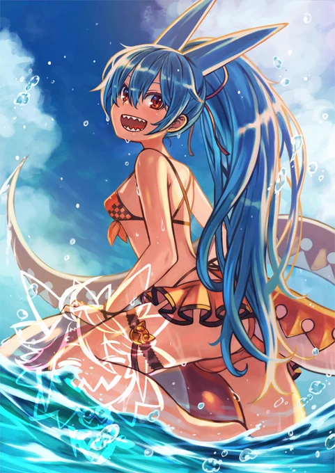 「一緒に泳ごー!」 2021年の夏のイラストです。 今年の夏のイラストは鋭意制作中です! "Let's go swimming together!" This is an illustration from the summer of 2021. I am currently working hard on this summer's illustrations! #ドラゴンクレイドル