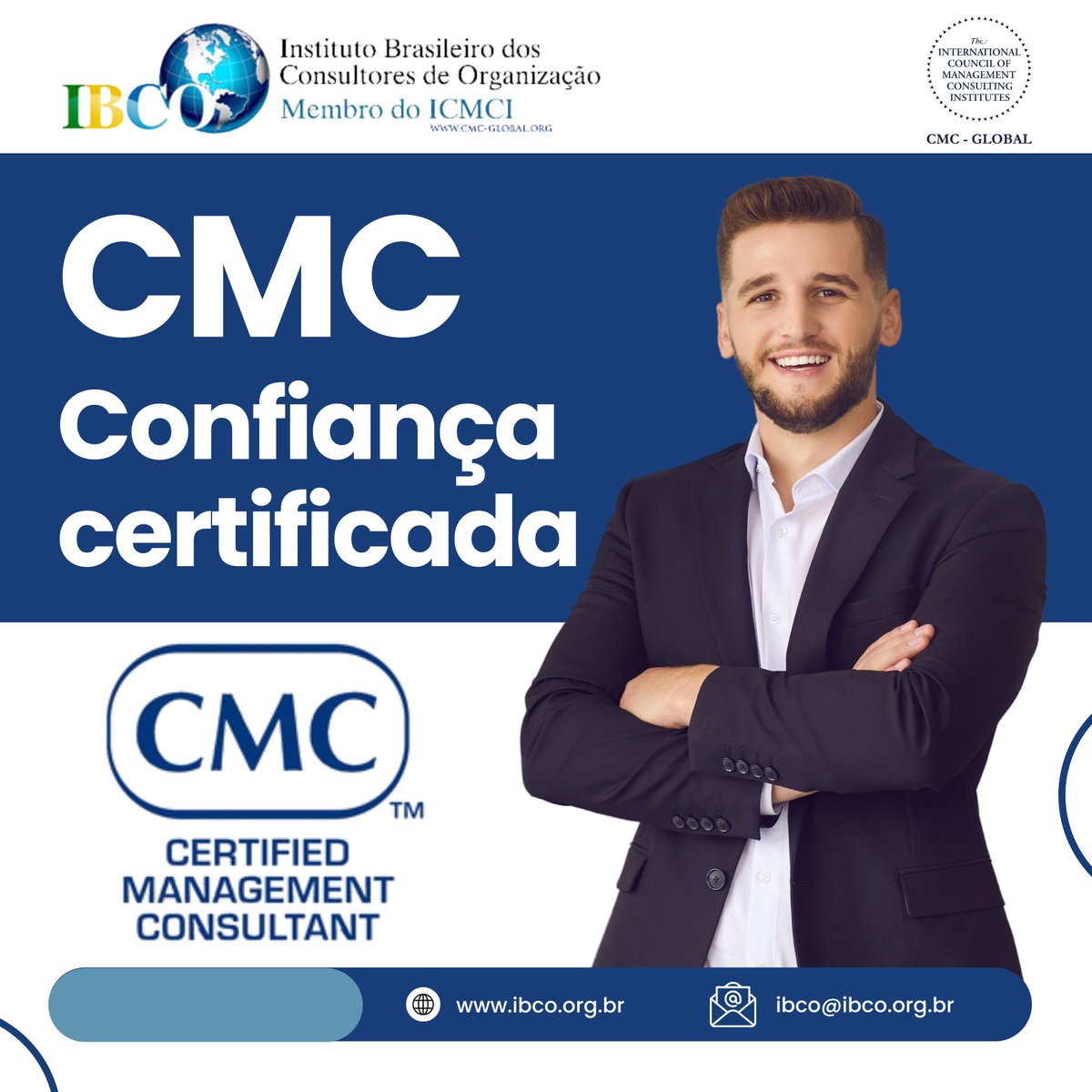 IBCOBRAS's tweet photo. Quer consultoria de gestão com confiança reconhecida? Só o CMC (Certified Management Consultant), certificado no Brasil exclusivamente pelo IBCO, garante competência, ética e padrão internacional. #CMC #Consultoria #IBCO #ConfiançaProfissional

Mais em: https://t.co/KeFw3GXtgw https://t.co/J9Xn0Y8kPr