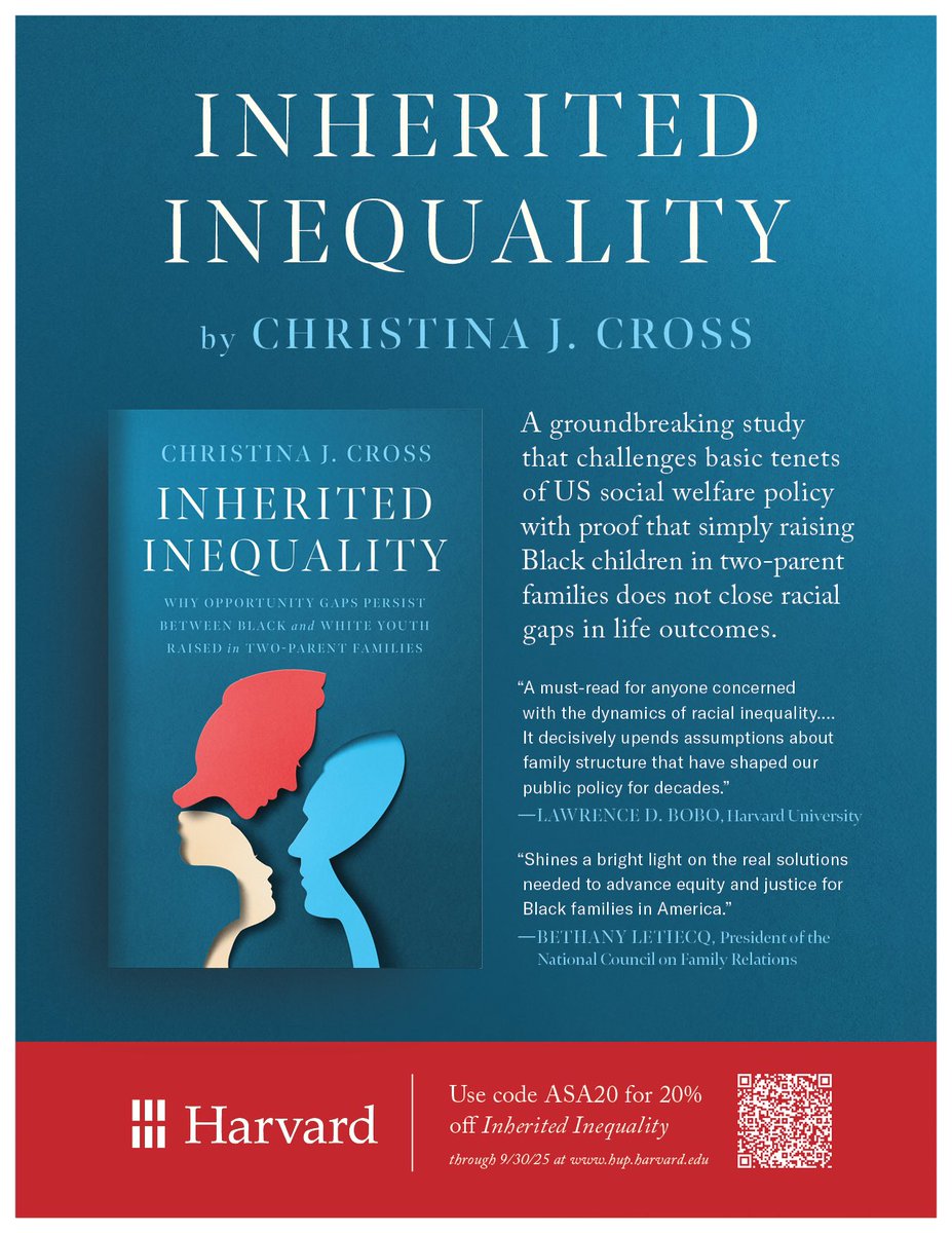 Hats off to these fantastic scholars for publishing their first book—excited to celebrate with them at the <a href="/ASAnews/">ASA Sociology</a> annual meeting!

In honor of the event, <a href="/Harvard_Press/">Harvard University Press</a> will be offering 20% off Inherited Inequality thru 9/30. 

Just use code ASA20 here: hup.harvard.edu/books/97806742…