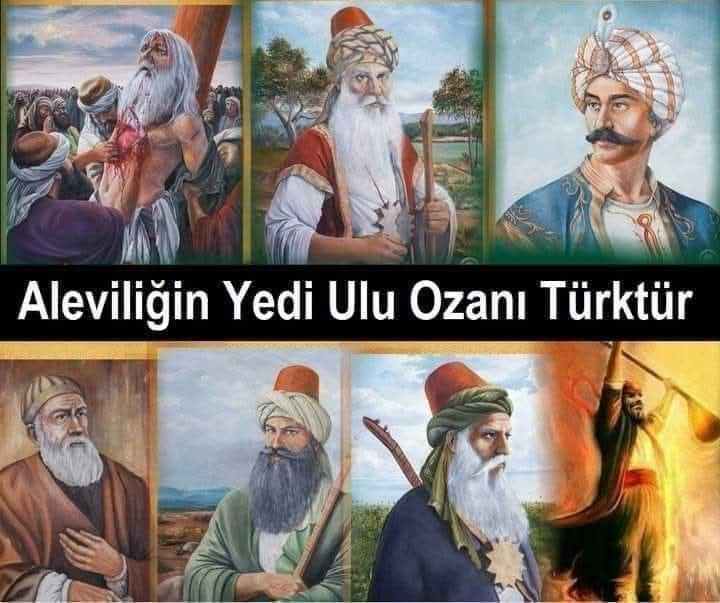 Ahmed Yesevî Türk'tür.
Hacı Bayram Veli Türk'tür. 
Hacı Bektaşi Veli Türk'tür. 
Şeyh Şabani Veli Türk'tür. 
Erzurumlu İbrahim Hakkı Türk'tür. 
Kul Nesimi Türk'tür.
Pir Sultan Abdal Türk'tür.
Kaygusuz Abdal Türk'tür.
Şah İsmail Türk'tür.
Yunus Emre Türk'tür.
Ali Şir Nevai