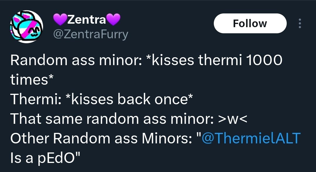 ZombzTombz's tweet image. To anyone following or interacting with @Thermiel in August of 2023 They were found to be dating a 14yo while 18yo

They&apos;re currently claiming that they&apos;ve &quot;changed&quot; 

Their victim isn&apos;t even old enough to be in the age of consent, The victim is 16 right now. Their 20.