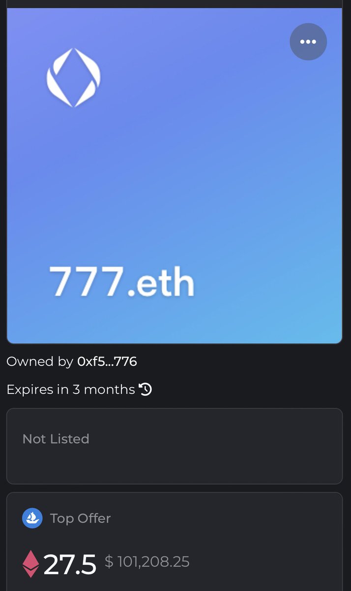 777.eth with a $101k offer (27.5E) 👀