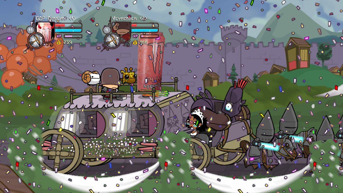 Castle Crashers would be the only game where a Monster can and Soldier from TF2 crash a wedding. The new Painter Boss Paradise DLC is amazing :P