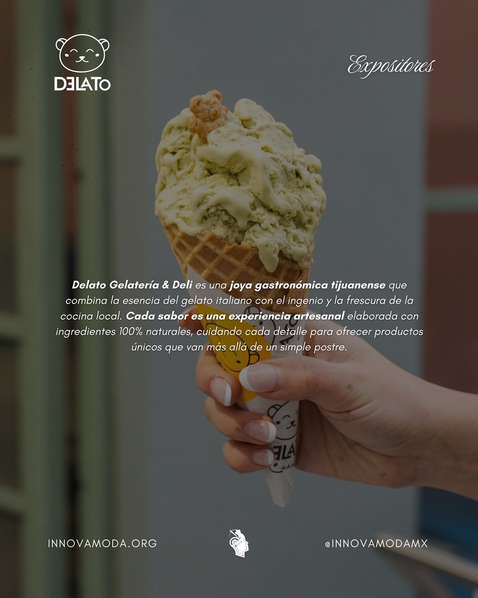 TjInnovadora's tweet image. 🍨 En #InnovaModa2025 damos la bienvenida a Delato Gelatería &amp;amp; Deli, un rincón de Tijuana que transforma el gelato artesanal en una experiencia única

¡Ya viene @InnovaModa_Mx!

📅 Domingo 17/Agosto
📍 Hotel Castillos del Mar
🎟️ Boletos YA A LA VENTA ⤵️

eventbrite.com/e/innovamoda-c…