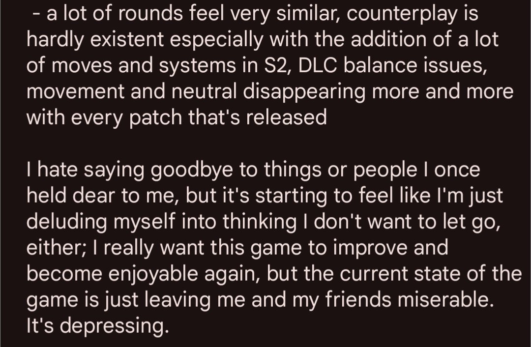 I know I'm not usually one to express my opinion on the game like this, but I feel like I'd be stupid not to express it when there's clearly things to speak up about. The only way things are gonna change is by all of us expressing our concerns; we know they are reading our tweets