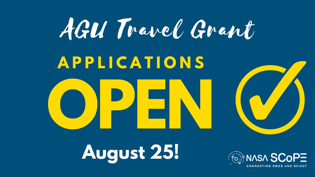 NASA SCoPE (@nasa_scope) on Twitter photo 🌍 Planning to attend #AGU25 but need funding? Travel grant applications open August 25! Don’t miss your chance to join <a href="/theAGU/">AGU (American Geophysical Union)</a> annual meeting. Full details at bit.ly/AGUAff 🌍 Planning to attend #AGU25 but need funding? Travel grant applications open August 25! Don’t miss your chance to join <a href="/theAGU/">AGU (American Geophysical Union)</a> annual meeting. Full details at bit.ly/AGUAff