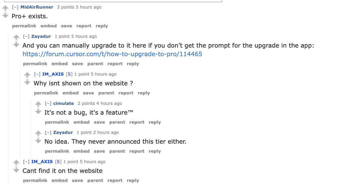 _DavidCodes's tweet image. Huh, apparently Cursor has a hidden tier between Pro and Ultra, called Pro + and it's mentioned nowhere on the website, costs $60/m