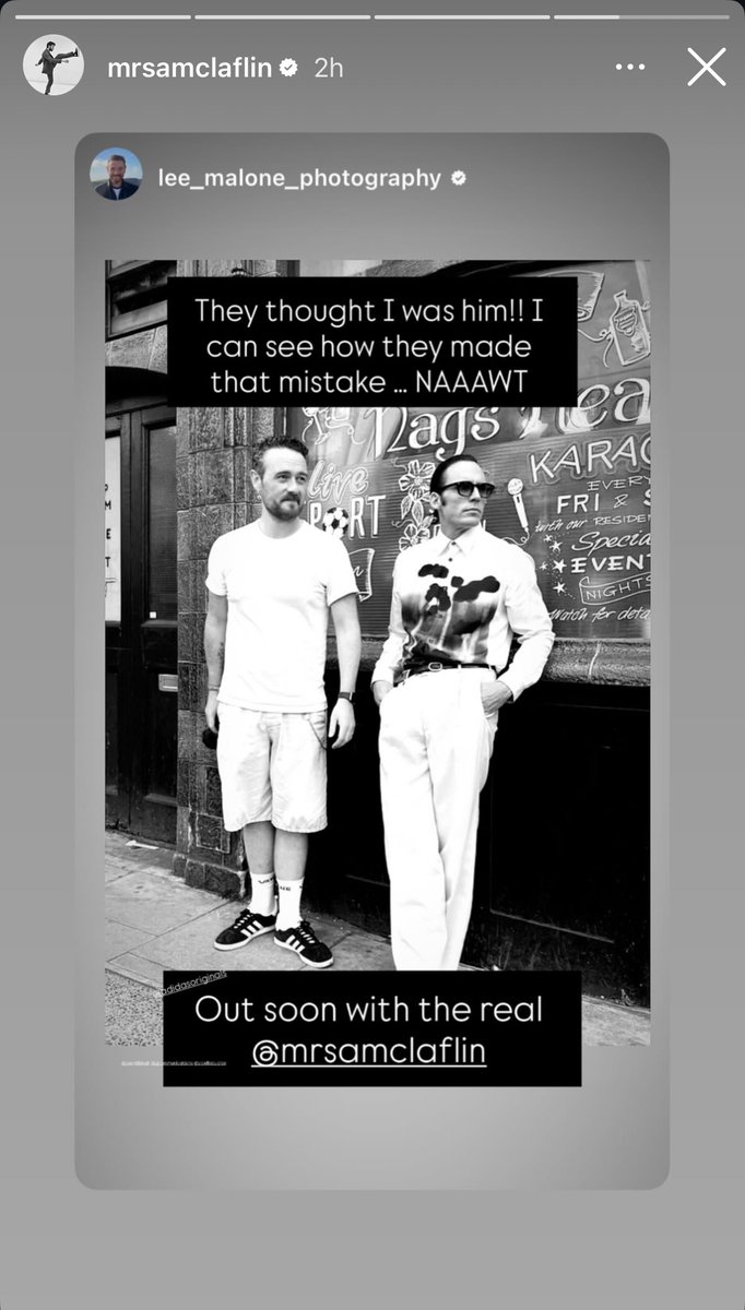 Here's a fun shot of Sam with Lee Malone- the photographer for his spread in Film Numero Netherlands! This was shared from Sam's Insta- he's mrsamclaflin over there if you want to follow him yourself!