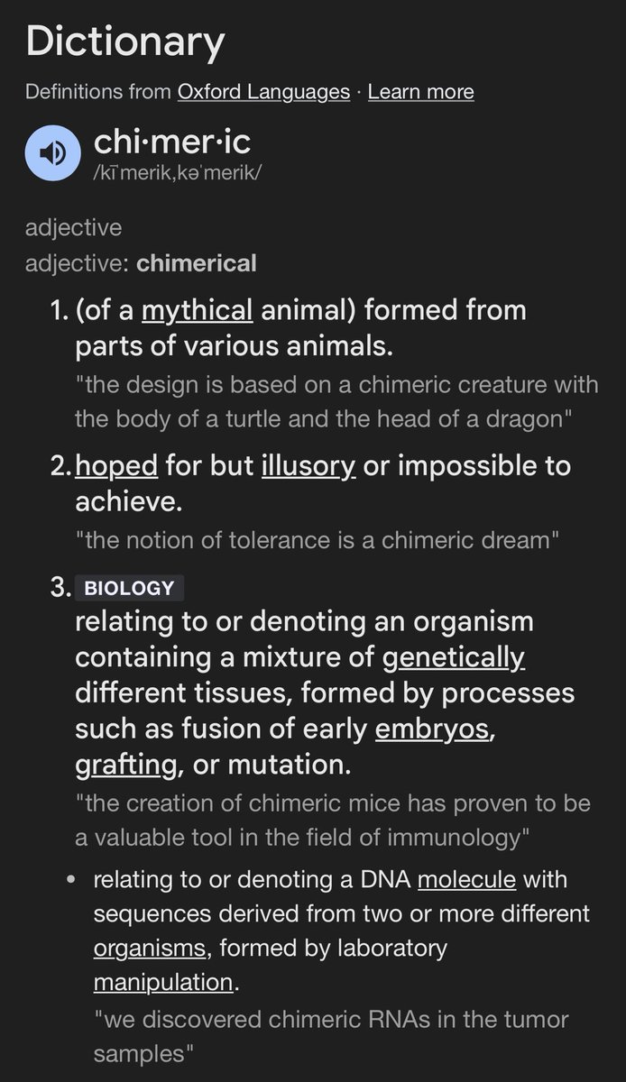 kirurakev's tweet image. I think I found the closest word to describe the feeling I mentioned in last night&apos;s #musing. The second definition here for #chimeric.

It&apos;s beautiful lol.