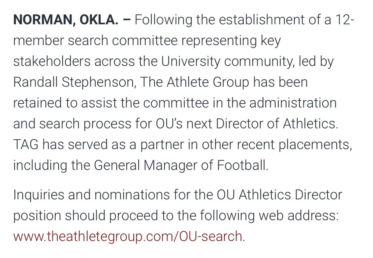 WinterSportsLaw's tweet photo. Another big sign of the changing nature of college athletics.

As noted, @theathletegrp is bringing extensive pro sports experience to college athletics.

It’s the same group that helped Oklahoma hire its football GM. https://t.co/ZfHB1ne6Aw