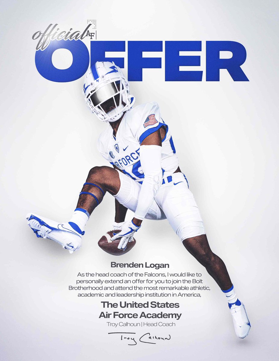 Brenden Logan ¹¹ (@brendenlogan11) on Twitter photo I’m beyond grateful to receive an Official Offer from <a href="/AF_Football/">Air Force Football</a> <a href="/CoachLamAF/">Ken Lamendola</a> <a href="/CoachTCalhoun/">Troy Calhoun</a> <a href="/AF_FBRecruiting/">Air Force Football Recruiting</a> <a href="/BamPerformance/">Bam Performance</a> <a href="/streetziam/">GREG MARCUS</a> <a href="/AWilliamsUSA/">Anthony Williams</a> <a href="/FbuAustin/">FBU TEAM AUSTIN</a> <a href="/FBUAllAmerican/">#FBUAllAmerican</a> <a href="/coachcdjackson/">Charlie Jackson</a> <a href="/CoachCuddy/">Bronshay White</a> I’m beyond grateful to receive an Official Offer from <a href="/AF_Football/">Air Force Football</a> <a href="/CoachLamAF/">Ken Lamendola</a> <a href="/CoachTCalhoun/">Troy Calhoun</a> <a href="/AF_FBRecruiting/">Air Force Football Recruiting</a> <a href="/BamPerformance/">Bam Performance</a> <a href="/streetziam/">GREG MARCUS</a> <a href="/AWilliamsUSA/">Anthony Williams</a> <a href="/FbuAustin/">FBU TEAM AUSTIN</a> <a href="/FBUAllAmerican/">#FBUAllAmerican</a> <a href="/coachcdjackson/">Charlie Jackson</a> <a href="/CoachCuddy/">Bronshay White</a>