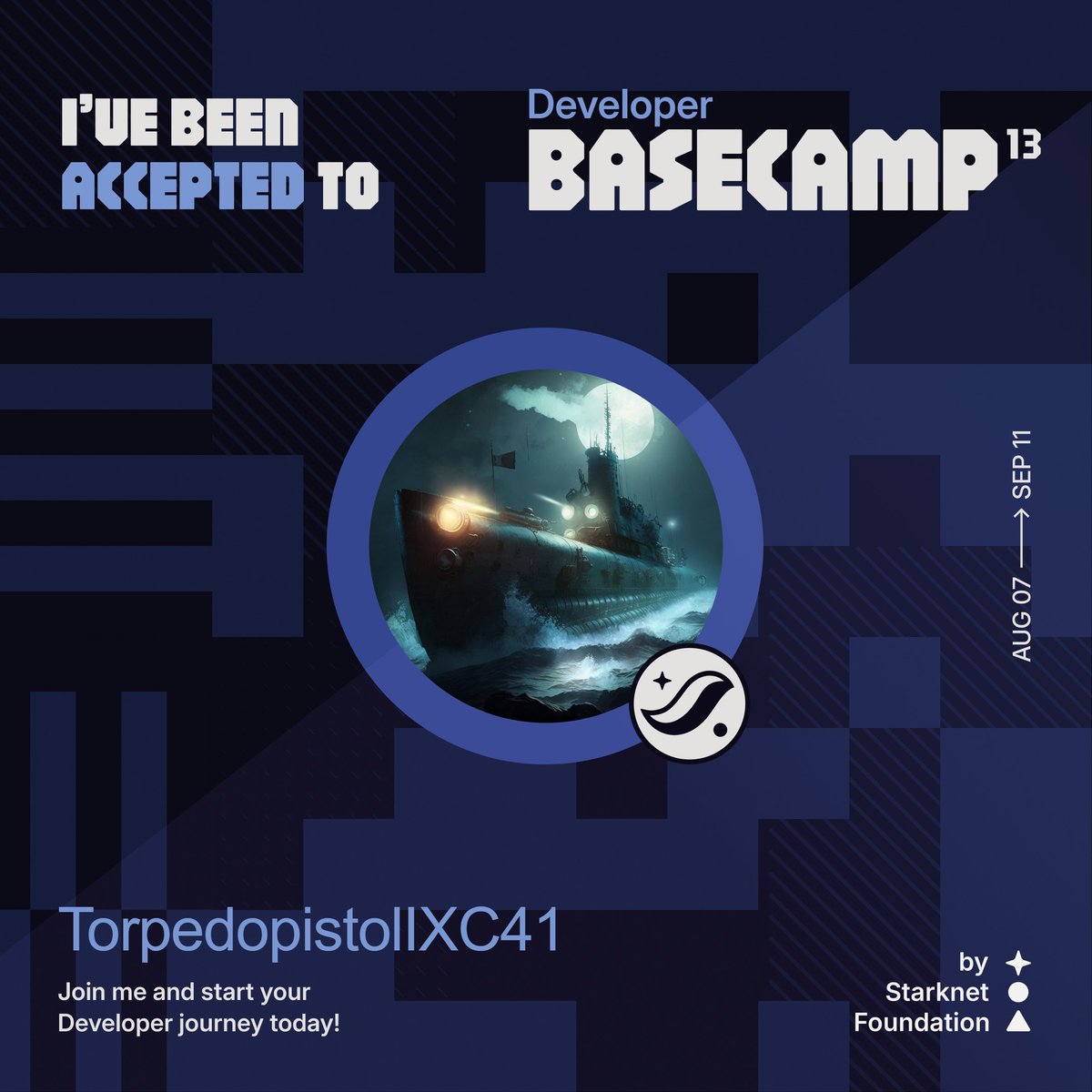 I'm excited to join Developer Basecamp 13 organized by <a href="/StarknetFndn/">Starknet Foundation (BTCFi arc)</a> to learn about Starknet and Cairo.
#StarkNet 
@szutung_chen