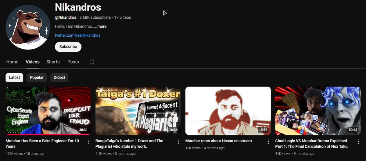 hey <a href="/YouTube/">YouTube</a> 
This guy gets 10k subs on 17 videos for being toxic, harassing and spreading false information while some of us have been struggling for 10 years to not even reach 1k subs... What's the deal with your shitty algorithm?
You recommend toxicity to viewers?
#YouTube