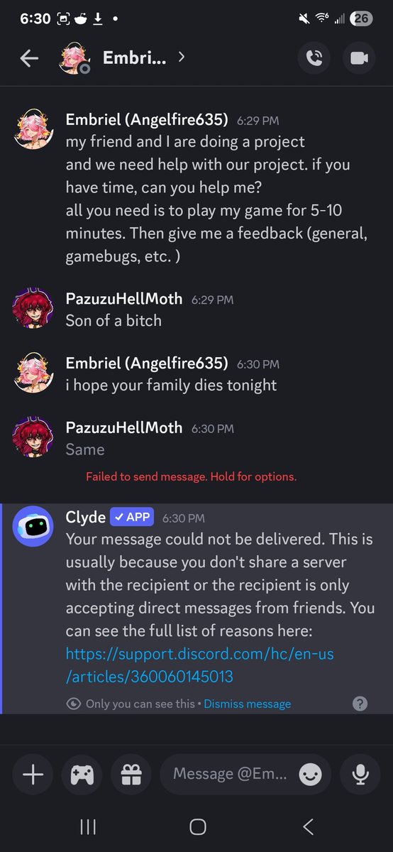 moth_hell's tweet photo. @Angel_Embriel They don't even have diss game. They could at least call me a slur or something. 

Rookie work on all fronts. https://t.co/5xwnbjgR0J