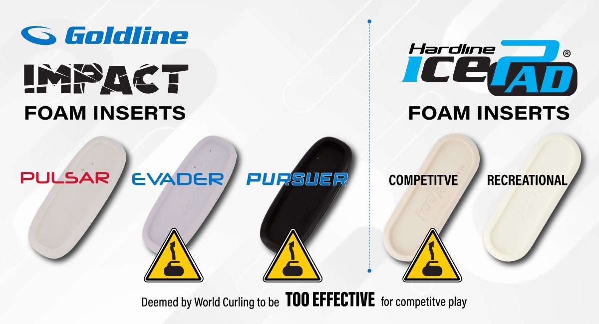 🧼 You asked for a graphic… here it is! 🏁

WCF-approved foams:
✅ White PULSAR (Goldline)
✅ White REC (Hardline)

🚫 Not compliant:

White Evader foam (Goldline)
Beige Competitive foam (Hardline)
Black Pursuer foam (Goldline)

Check your broom before you hit the ice!