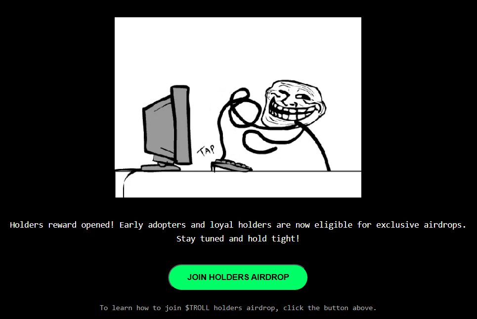 ⚡️BREAKING: $TROLL opened rewards for holders.

Early adopters and loyal holders are now eligible for exclusive airdrops.

Join now: event.trollcoin.fun

$SOL $PUMP $DOGE $PEPE