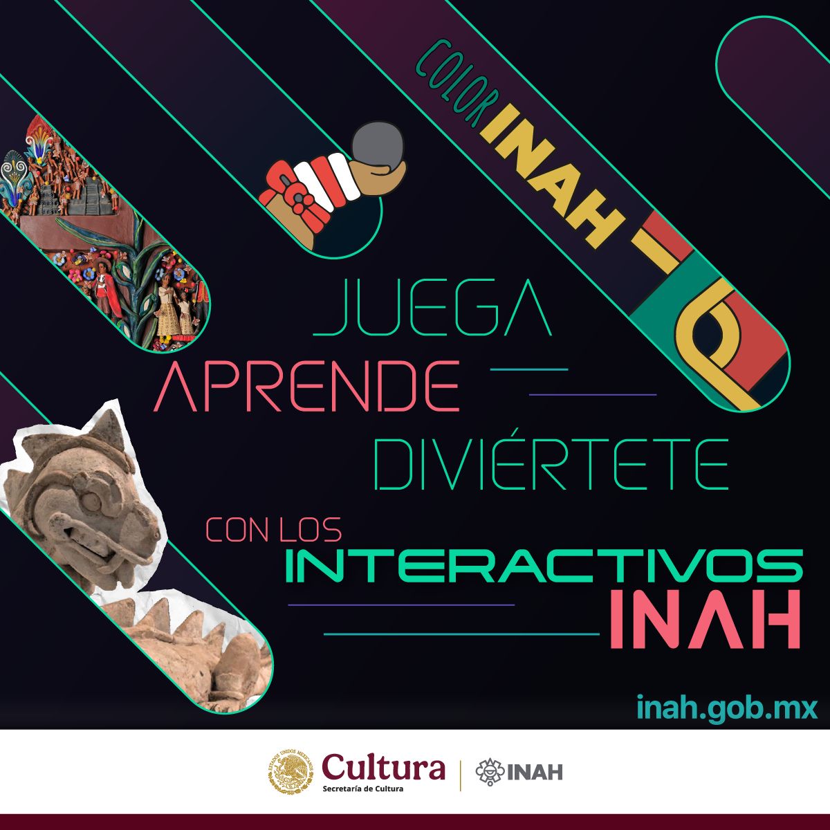 ¡Descubre la diversión y el aprendizaje en tu patrimonio! ✨

Explora nuestros diversos materiales interactivos y diviértete mientras aprendes sobre la historia y la cultura de México. 🖱️

¡Visita inah.gob.mx/interactivos/i… y comienza a jugar!

#InteractivosINAH #PatrimonioEsCultura