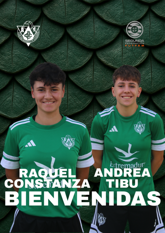 CacerenoFem's tweet photo. ✍🏻️ Raquel Constanza y Andrea Tibu son nuevas futbolistas del 💚 Cacereño Femenino Atlético, que ya cuenta con 13 piezas  🧩 confirmadas.

📍 La potente lateral procede de la cantera de @Osasuna_fem y la joven ariete del @Cadiz_CFFem. ¡Bienvenidas al proyecto! 💎 https://t.co/4ay6K4QWKG