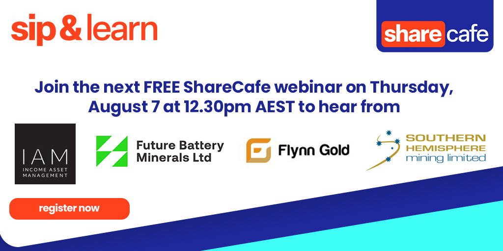 📈 Sip &amp; Learn Webinar - Today at 12:30pm AEST!
Hear directly from Income Asset Management Group, Future Battery Minerals, Flynn Gold &amp; Southern Hemisphere Mining.
Discover what’s next for these ASX-listed companies.
📺 Register here: us02web.zoom.us/webinar/regist…
#ASX #Webinar