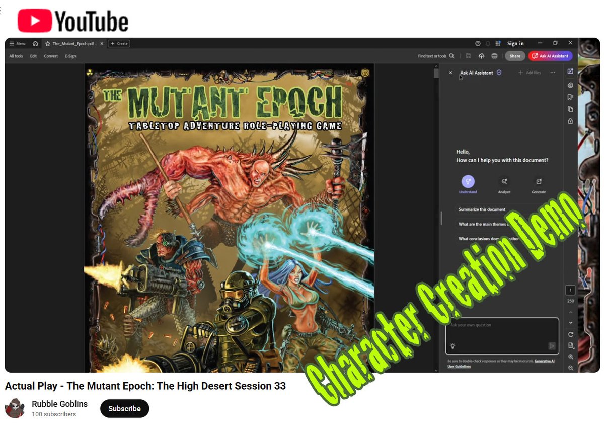 mutantlord's tweet photo. Happening Now!
Actual Play - The Mutant Epoch: Character Creation Demo Show
August 6th 2025
https://t.co/MdH8c1wyQq
#liveplay #rubblegoblins #youtube #mutantepoch #rpg #ttrpg #themutantepoch #tme #wasteland #indierpg #charactercreation #characters #charactergeneration https://t.co/udY1SR397q