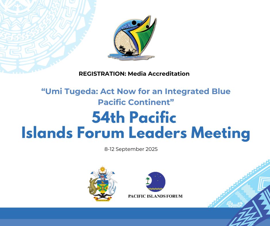 The 54th Pacific Islands Forum Leaders Meeting Media Registration is OPEN!!

We welcome media from the region and beyond to visit the link below for accreditation and more information about #piflm54
bit.ly/3UdHfe7

Completed registration forms must be submitted by 18th
