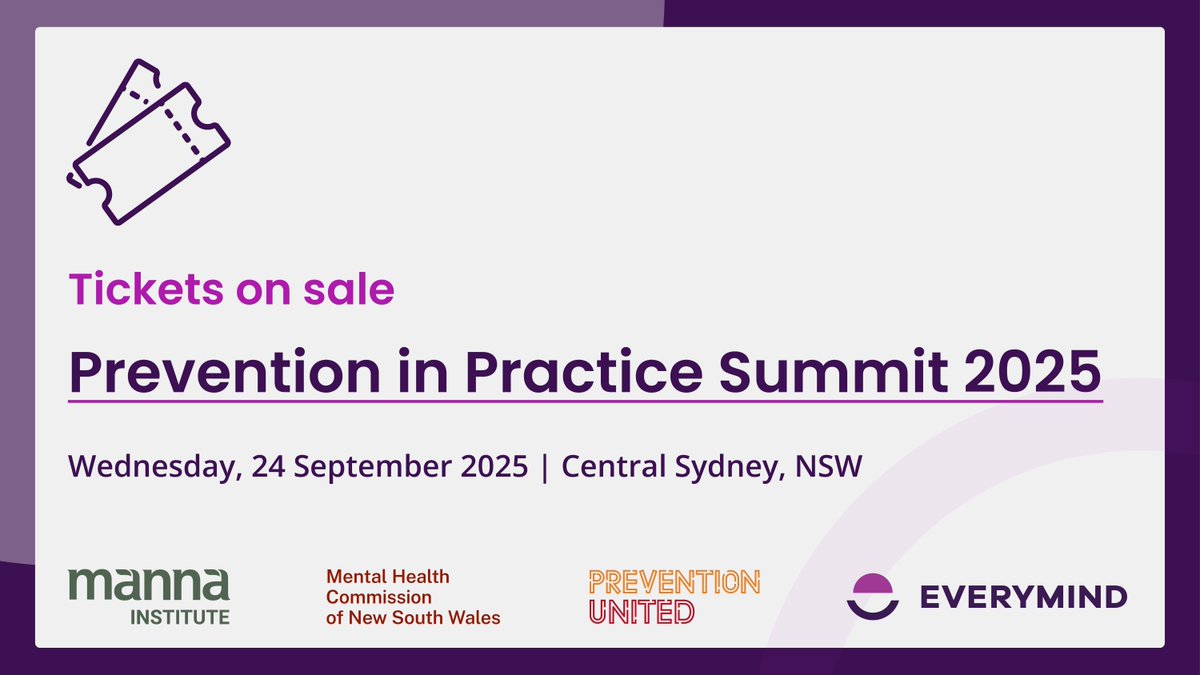Have you registered to attend the Prevention in Practice Summit yet? 
Explore the program and secure your tickets: everymind.org.au/prevention-in-…  
#PreventionInPractice2025
