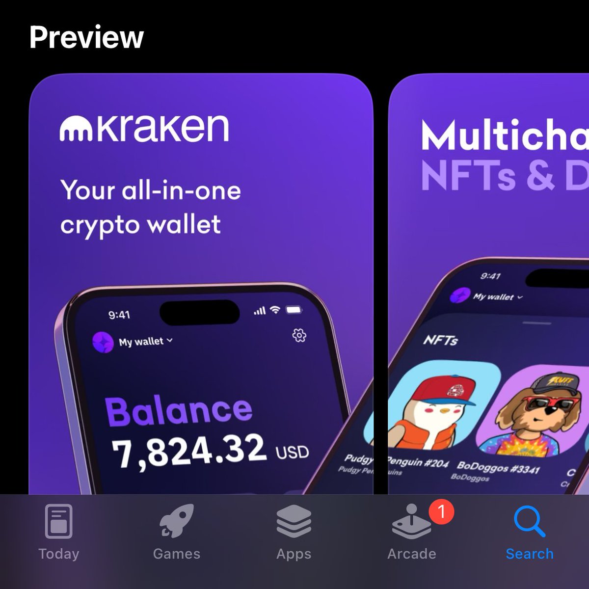 This makes me very happy. 

When Kraken IPOs at some point &amp;&amp; everyone rushes to see what its about...

Searches the app on their phones
They will see 2 NFTs. 

Pudgy Penguins... 
&amp;&amp; you guessed it, BoDoggos. 

Mindshare.