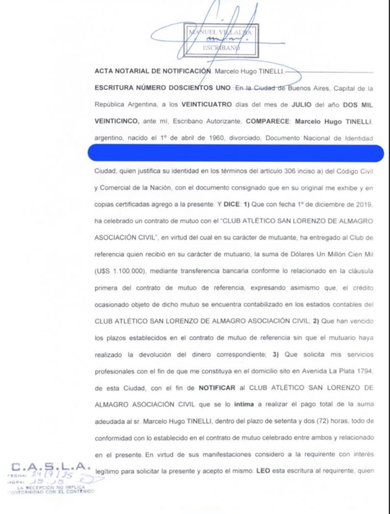 💣 MARCELO TINELLI INTIMÓ A SAN LORENZO A DÍAS DE ACHICAR SU PRODUCTORA “LA FLIA”❗️

👉El conductor, tras posicionar a San Lorenzo como el 5to grande con la obtención de la Copa Libertadores, reclama ¡UN MILLÓN CIEN MIL DÓLARES! en MUTUOS💰

🤷Hace dos semanas, redujo su empresa