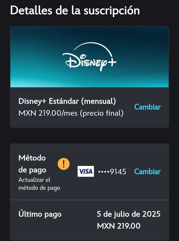 LIZDLEONMX's tweet photo. @disneyplusla está fallando tus métodos de pago? Por qué ya intenté con una tarjeta Visa y con Mercado Pago Wallet. Recordemos que yo estoy pagando Disney+ Estándar. https://t.co/DRmMa4Au5C