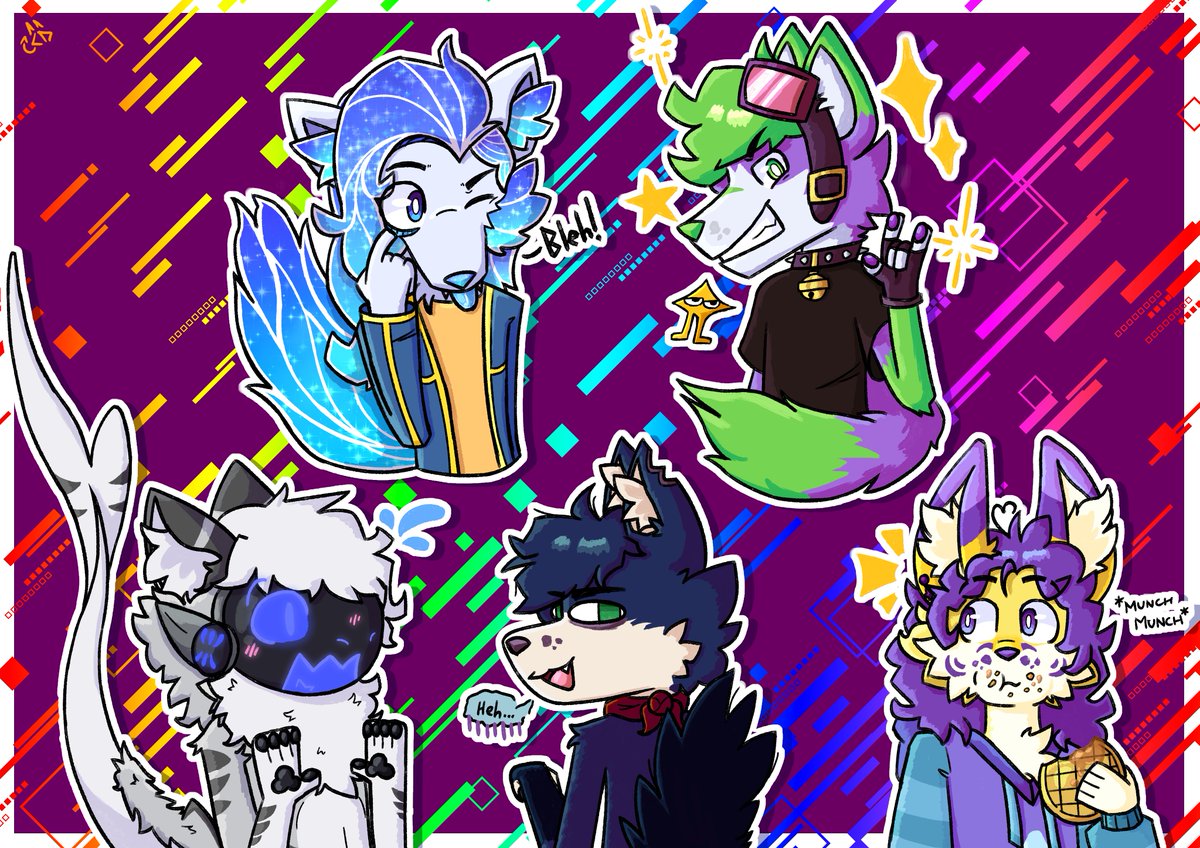 Finally finished my biggest project yet!
5 pieces of fanart in one A4 canvas, all friends of mine :)
Hope yall enjoy seeing this as much as I enjoyed working on this!
.
(I spent way too much on this but it was so worth it)