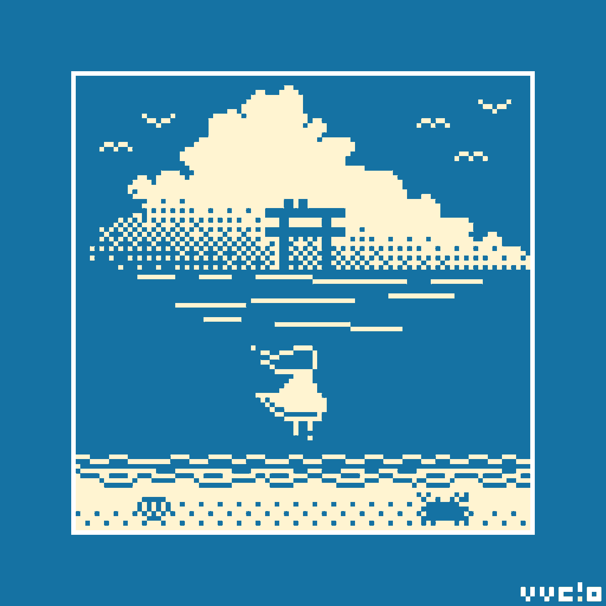 海の風景 ＃ドット絵 ＃pixelart ＃海 ＃雲 ＃鳥居 ＃96の視界